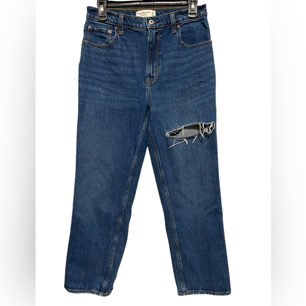 Abercrombie & Fitch The 90s Straight Ultra High Rise Distressed Denim 28/6XS